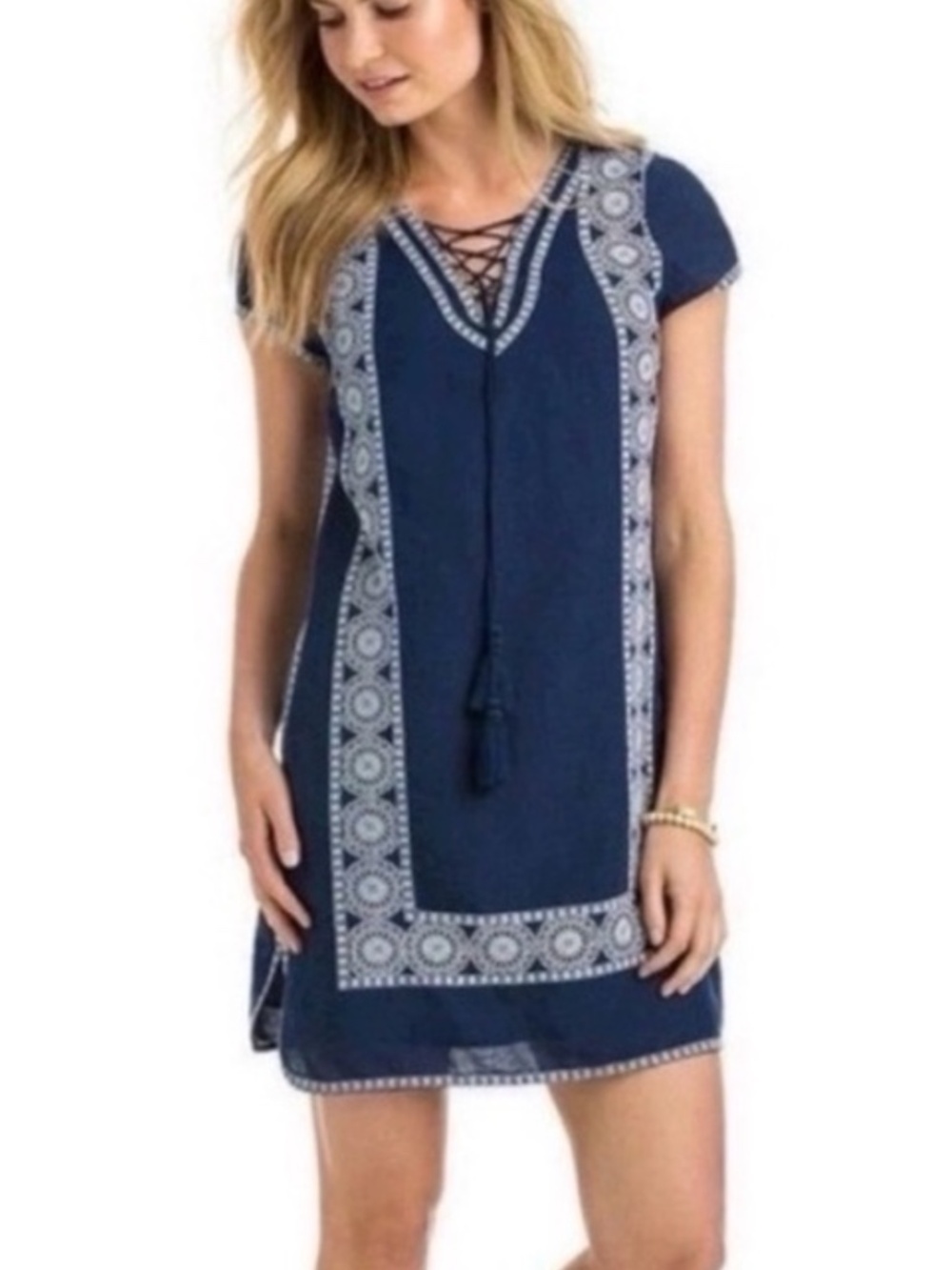 Vineyard Vines Linen Blend Embroidered Dress
